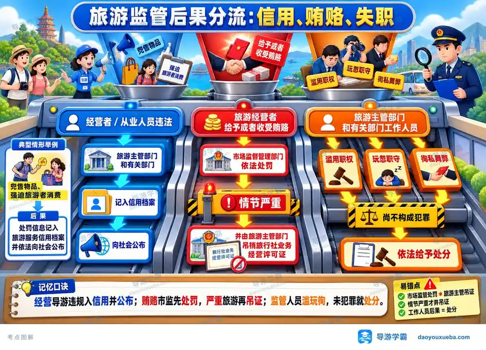 旅游监管后果分流考点图(导游学霸·科一)