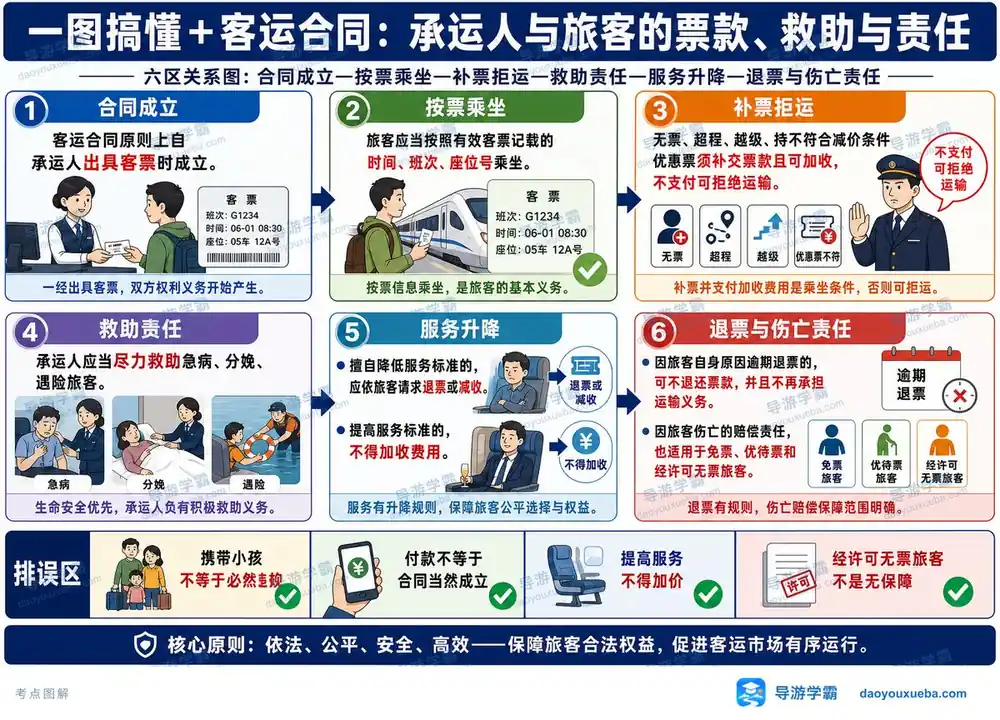 客运合同票款与救助考点图（导游学霸·科一）