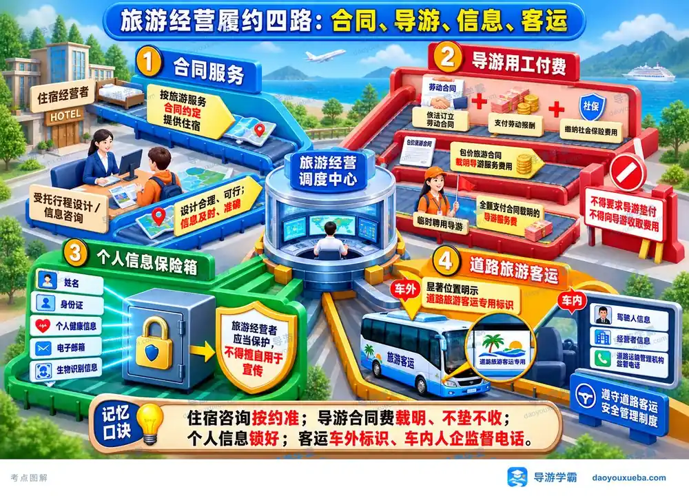 旅游经营履约四路考点图（导游学霸·科一）