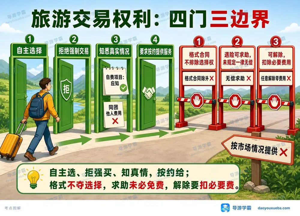 旅游交易权利四门三边界考点图（导游学霸·科一）