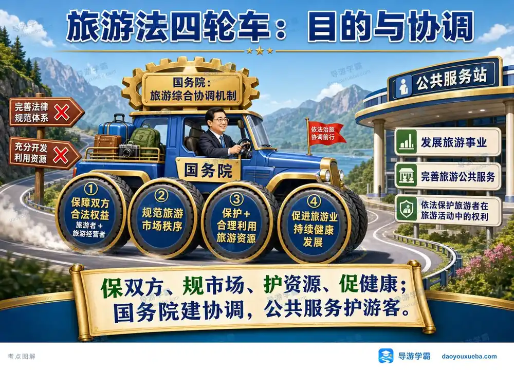 旅游法四轮车考点一张图考点图（导游学霸·科一）
