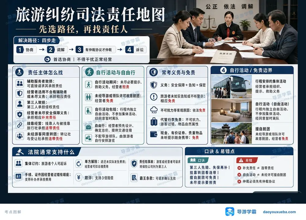导游考试旅游纠纷怎么处理考点图（导游学霸·科一）