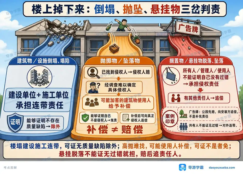 导游考试楼上掉物责任怎么分考点图（导游学霸·科一）