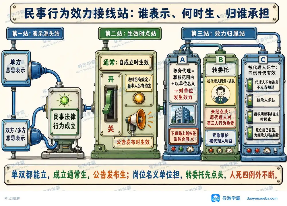 民事行为效力接线考点图(导游学霸·科一)
