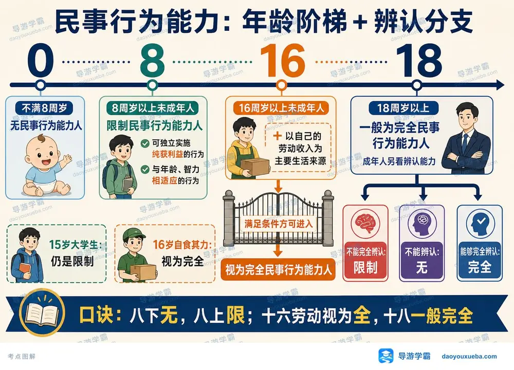 导游考试民事行为能力怎么分考点图（导游学霸·科一）