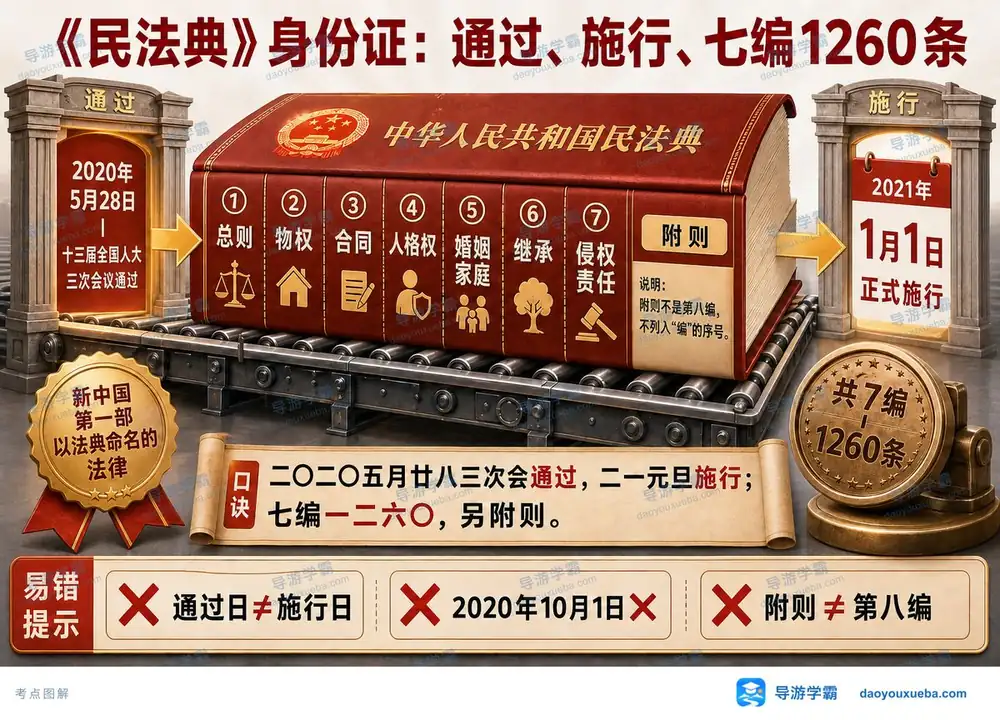 民法典身份证考点一张图考点图（导游学霸·科一）