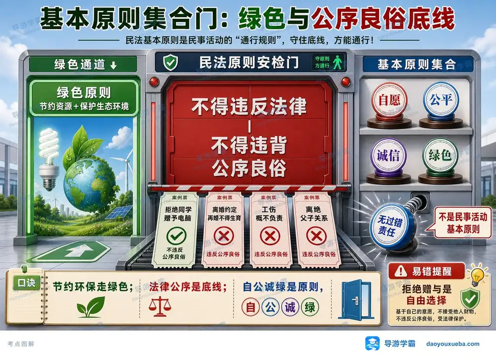 导游考试民法基本原则考点图（导游学霸·科一）