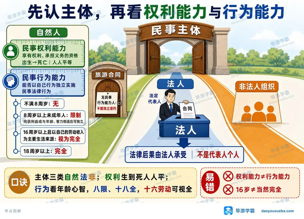 导游考试民事主体考点图（导游学霸·科一）