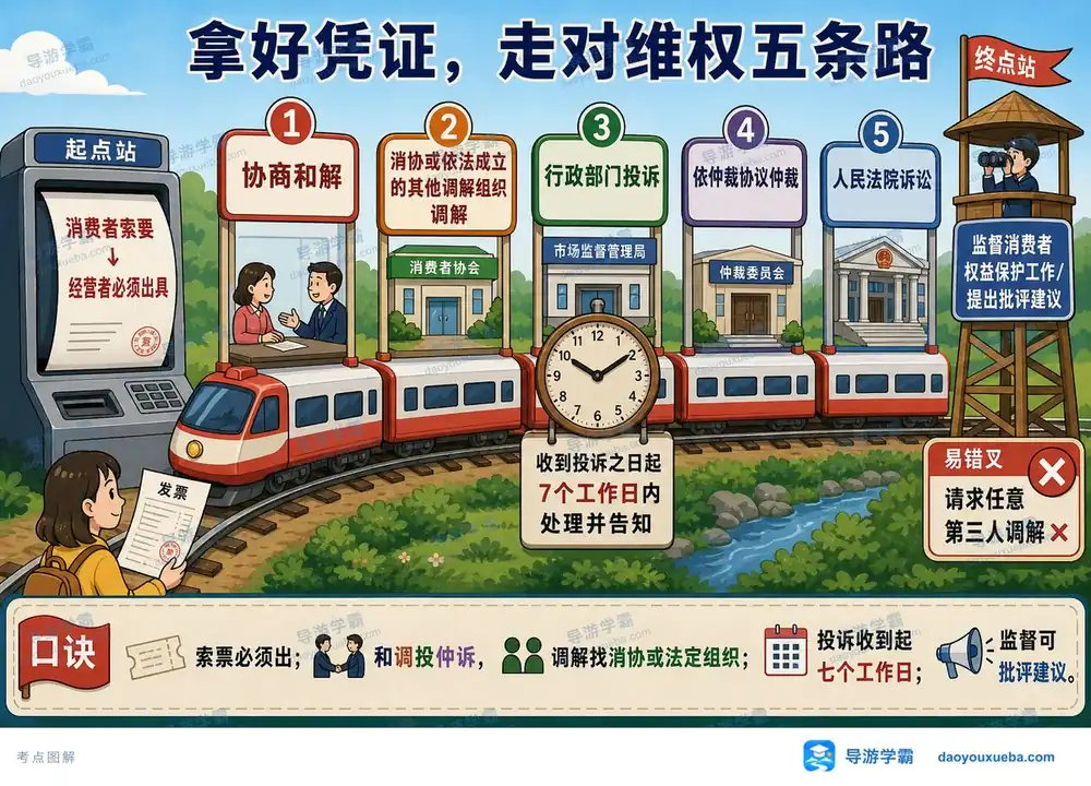 导游考试消费者维权五条路考点图(导游学霸·科一)