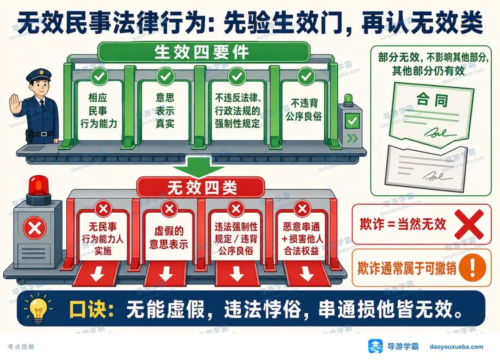 无效民事法律行为一张图考点图(导游学霸·科一)
