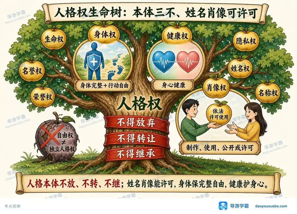 人格权生命树考点考点图（导游学霸·科一）
