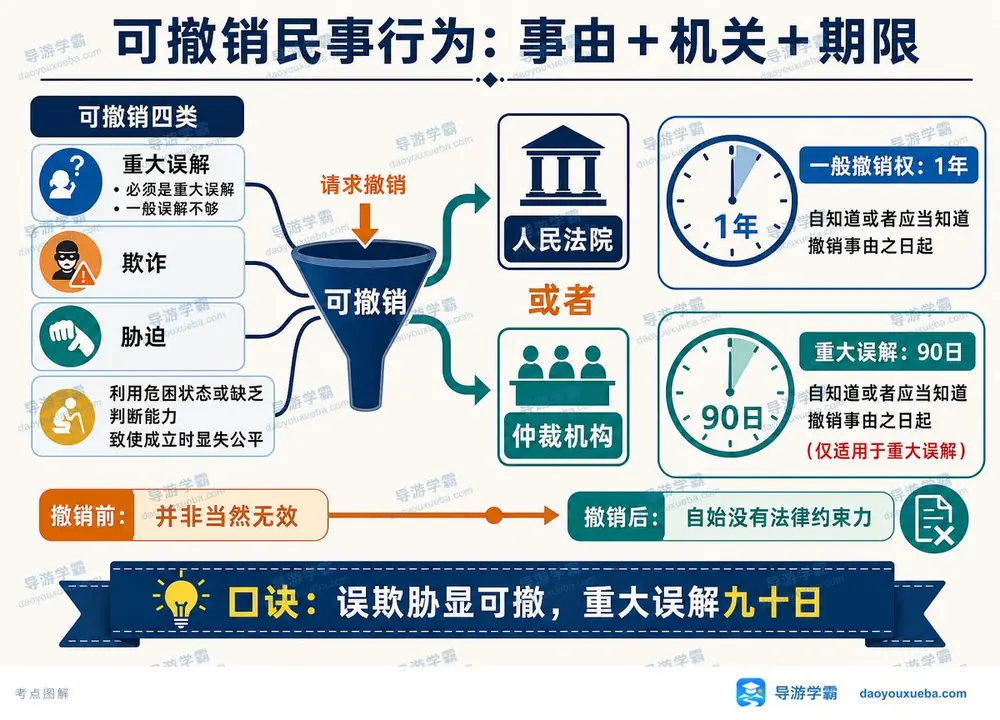 可撤销民事行为考点图(导游学霸·科一)