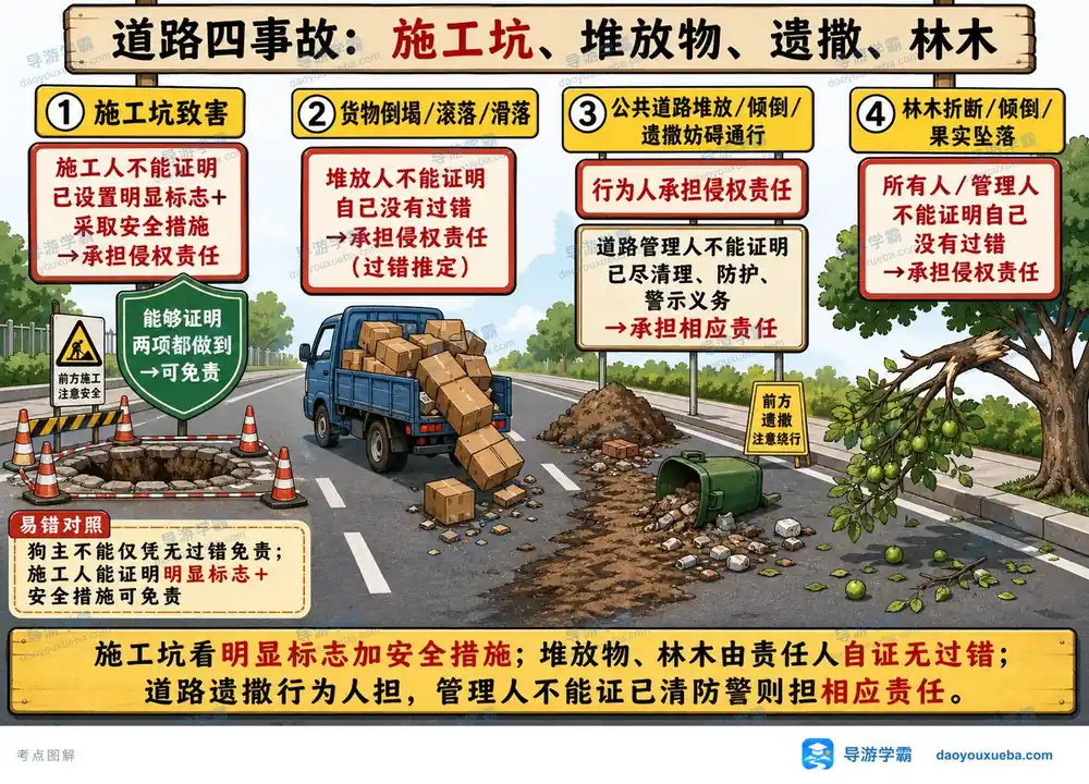 道路四事故侵权责任考点图（导游学霸·科一）