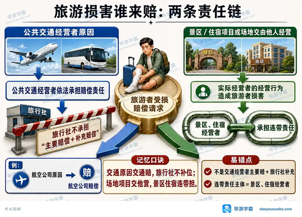 旅游损害责任两条链考点图（导游学霸·科一）