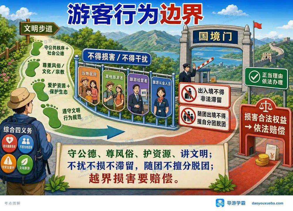 游客行为边界考点图（导游学霸·科一）