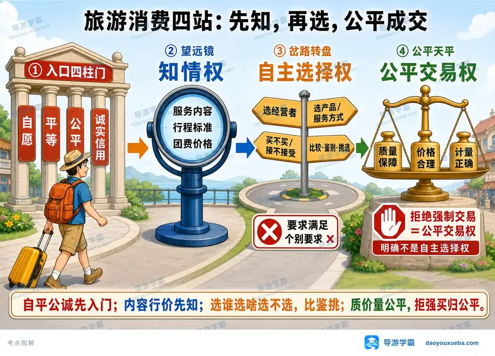 导游考试旅游消费四站怎么记考点图（导游学霸·科一）
