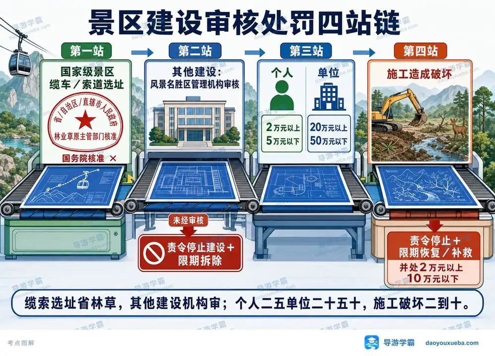 景区建设选址与施工处罚考点图（导游学霸·科一）