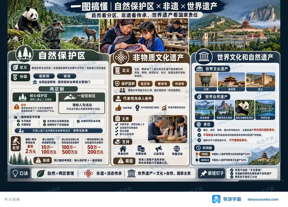 自然保护区两区制怎么记考点图（导游学霸·科一）