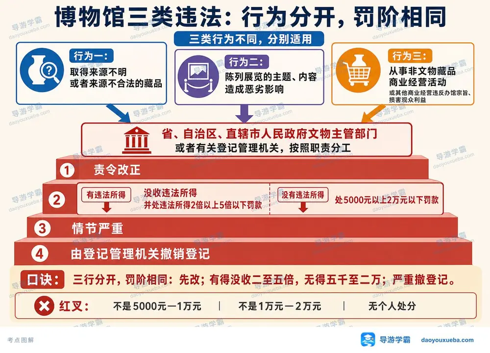 博物馆三类违法处罚考点图（导游学霸·科一）