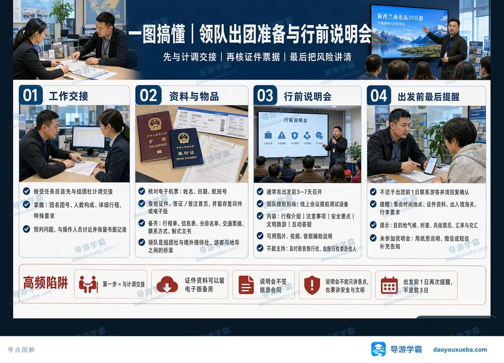 领队出团准备与说明会考点图(导游学霸·科二)