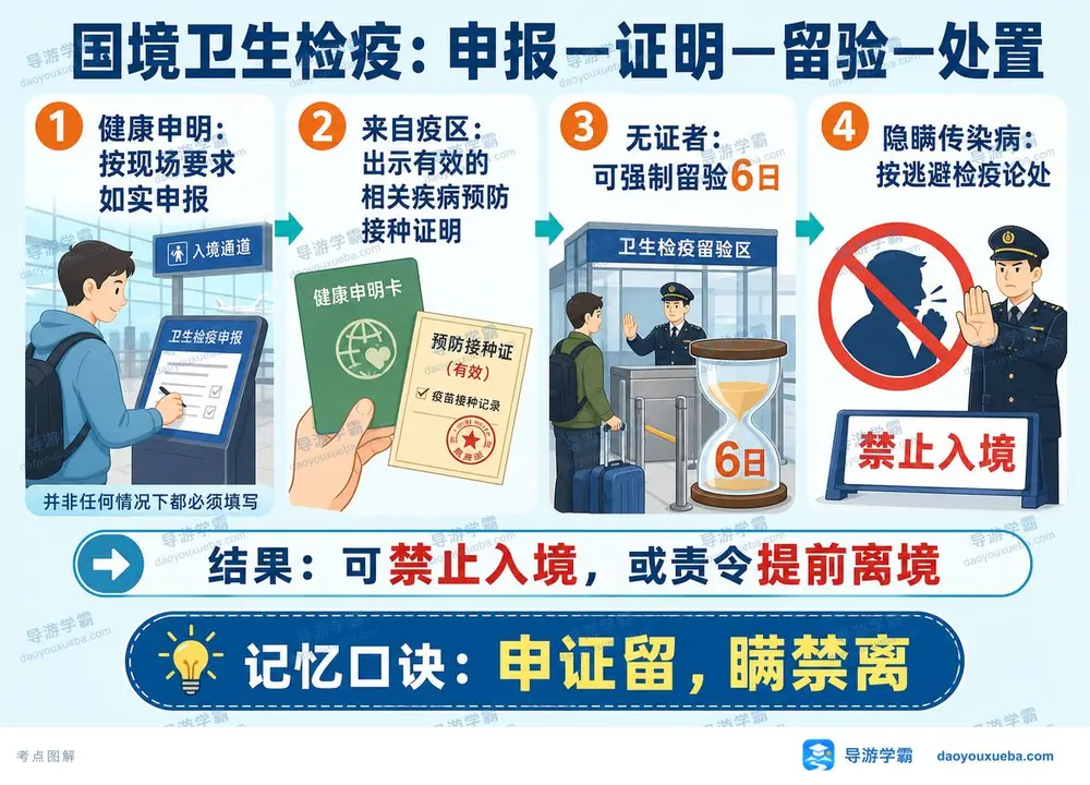 国境卫生检疫四步流程考点图(导游学霸·科二)