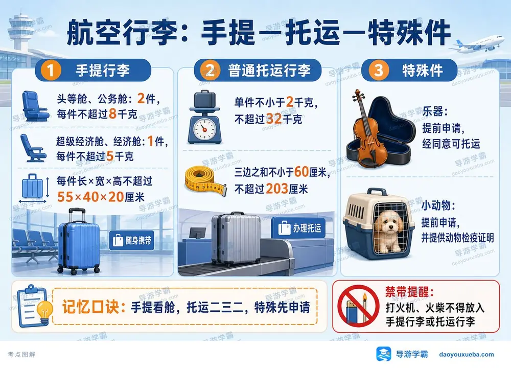 航空手提托运特殊行李考点图(导游学霸·科二)