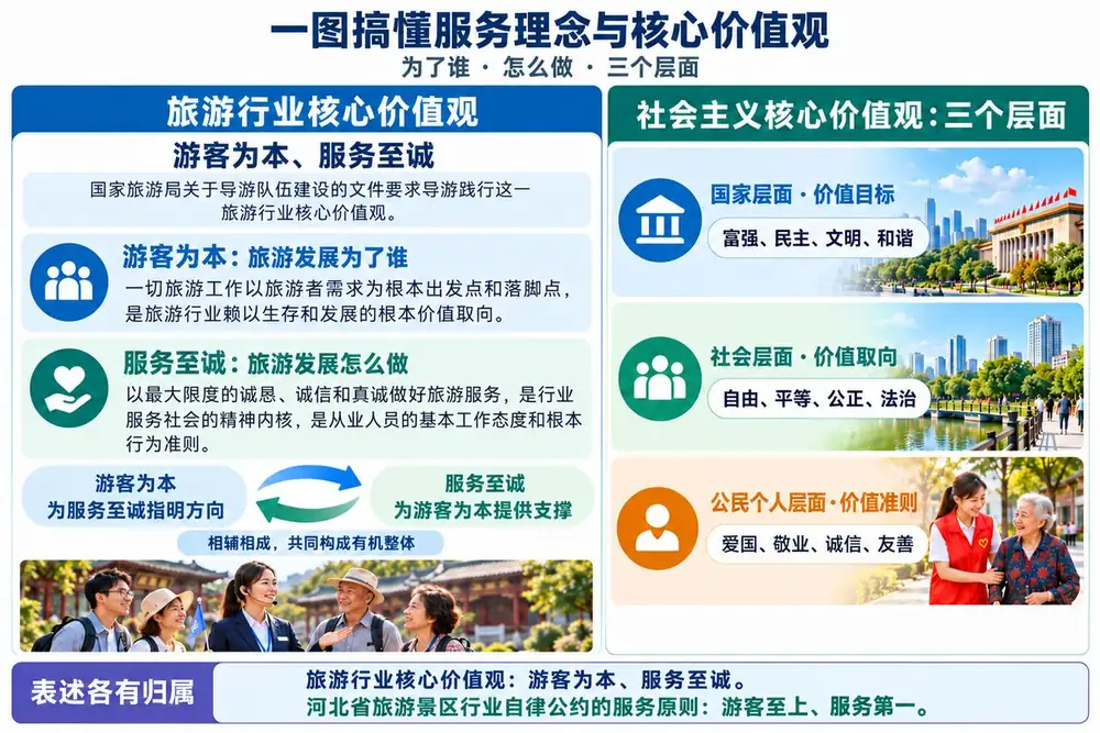 服务理念与核心价值观一张图考点图(导游学霸·科二)