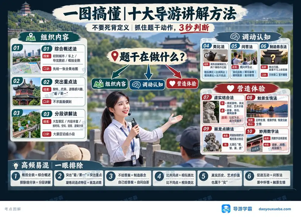 十大导游讲解方法一张图秒判考点图（导游学霸·科二）