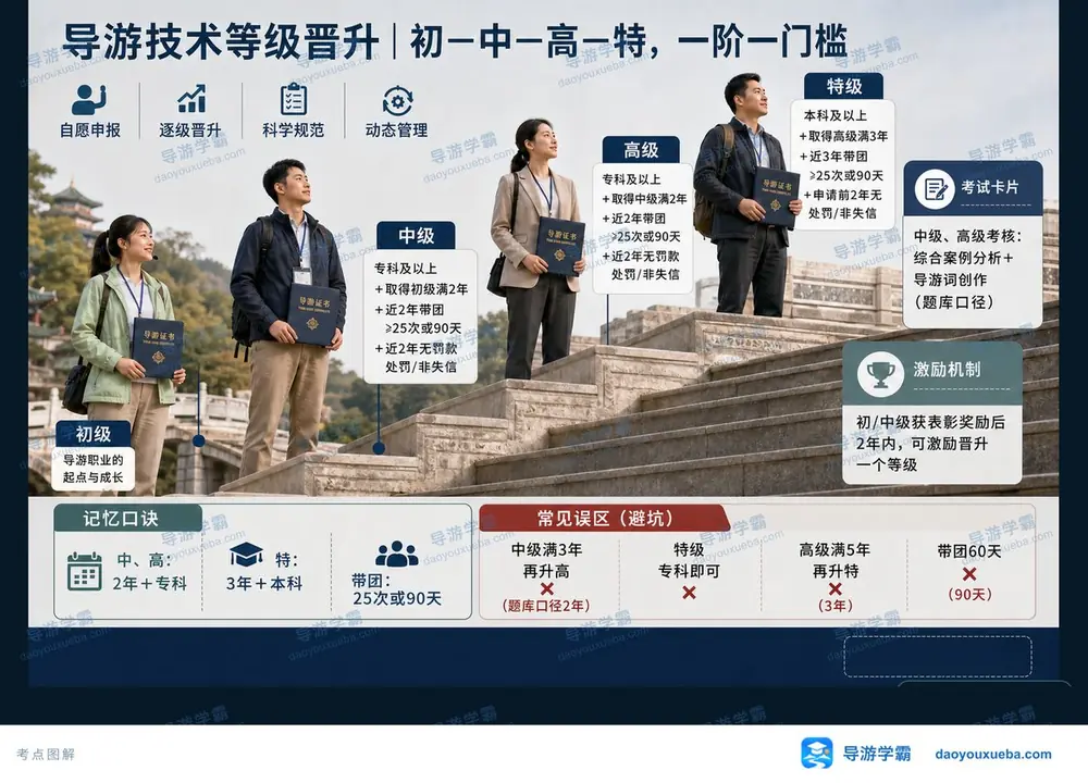 导游技术等级晋升门槛考点图(导游学霸·科二)