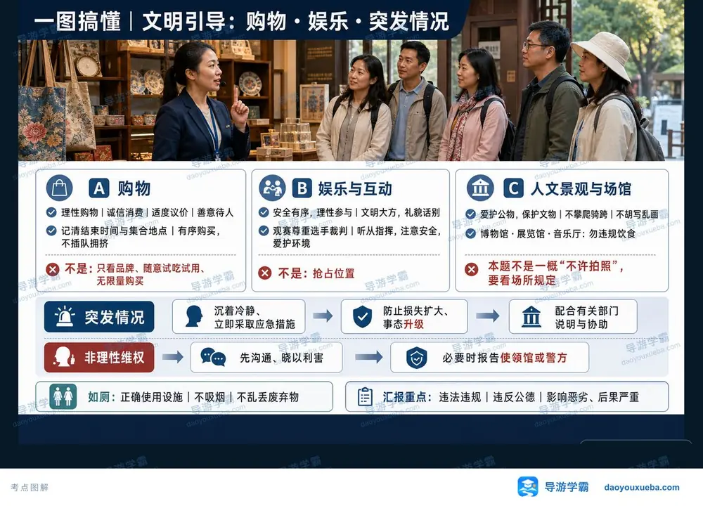 文明旅游各场景引导考点图(导游学霸·科二)