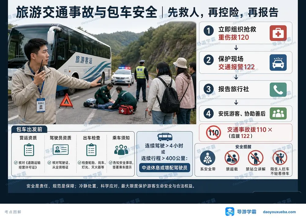 旅游交通事故与包车安全考点图（导游学霸·科二）