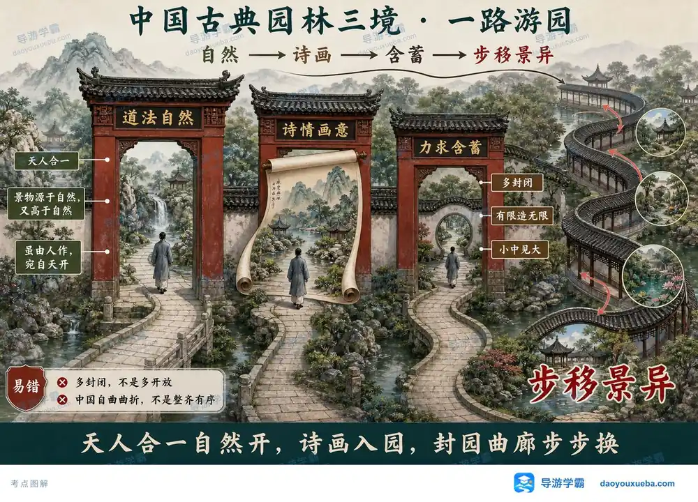 中国古典园林三境考点图（导游学霸·科三）