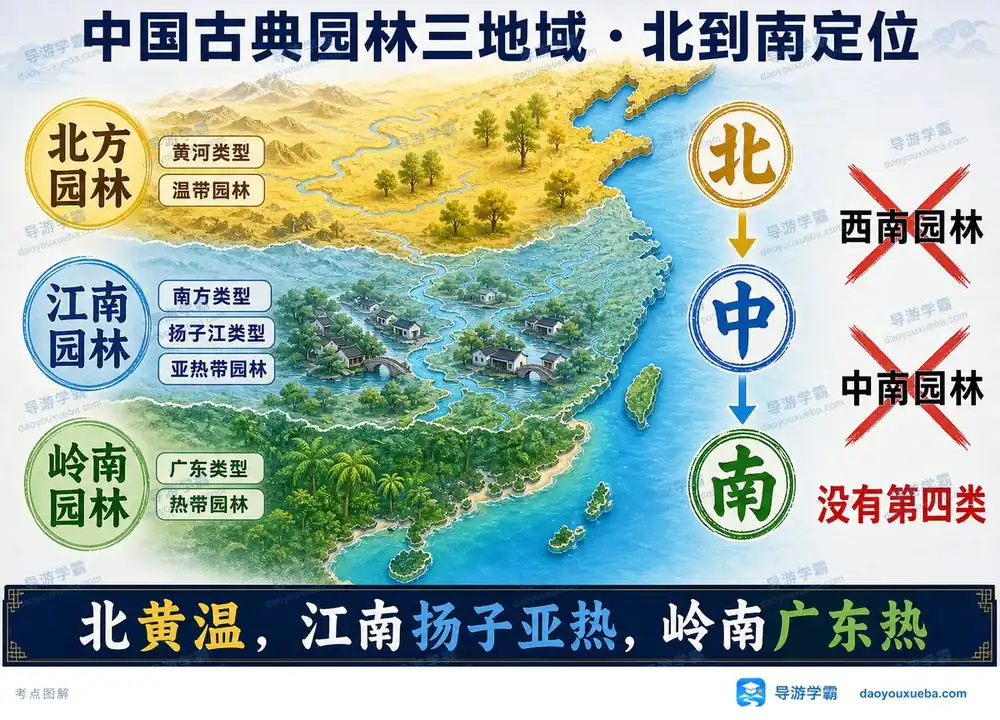 中国园林三大地域考点图（导游学霸·科三）