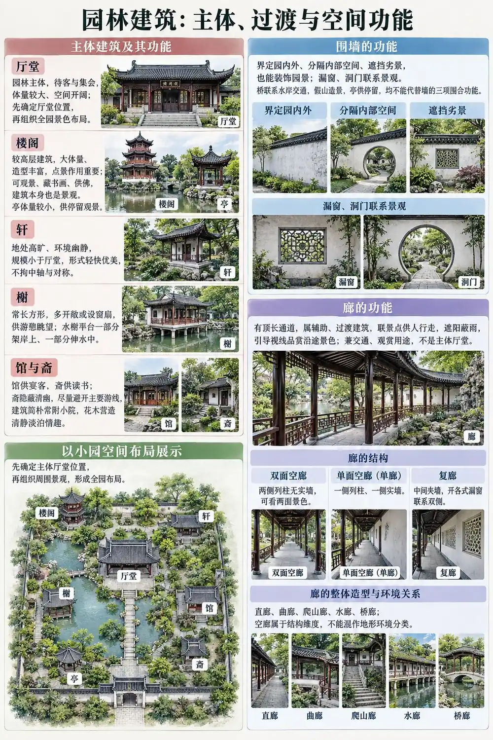 园林建筑类型功能考点图(导游学霸·科三)