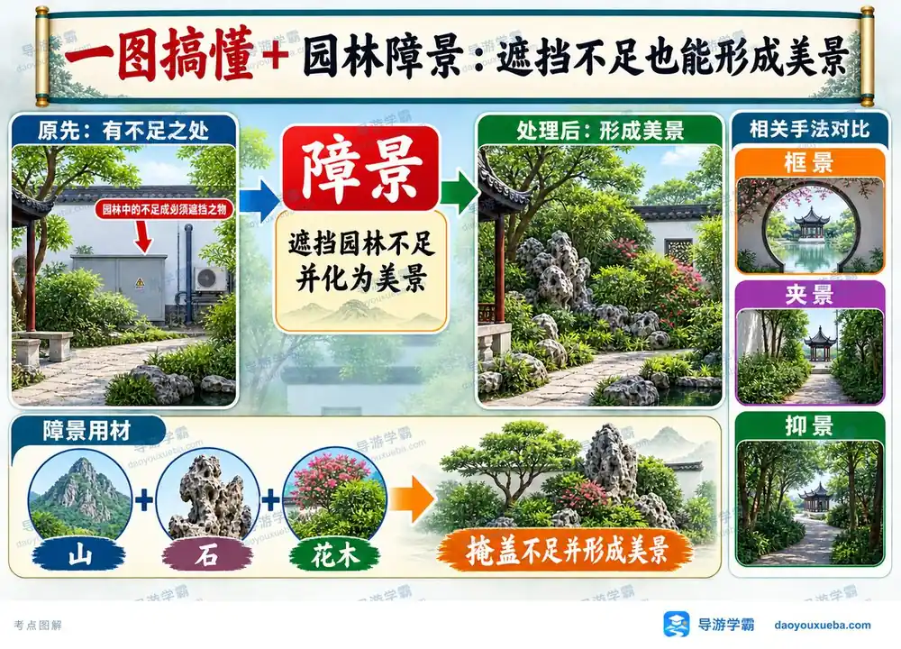 园林障景遮挡不足考点图（导游学霸·科三）