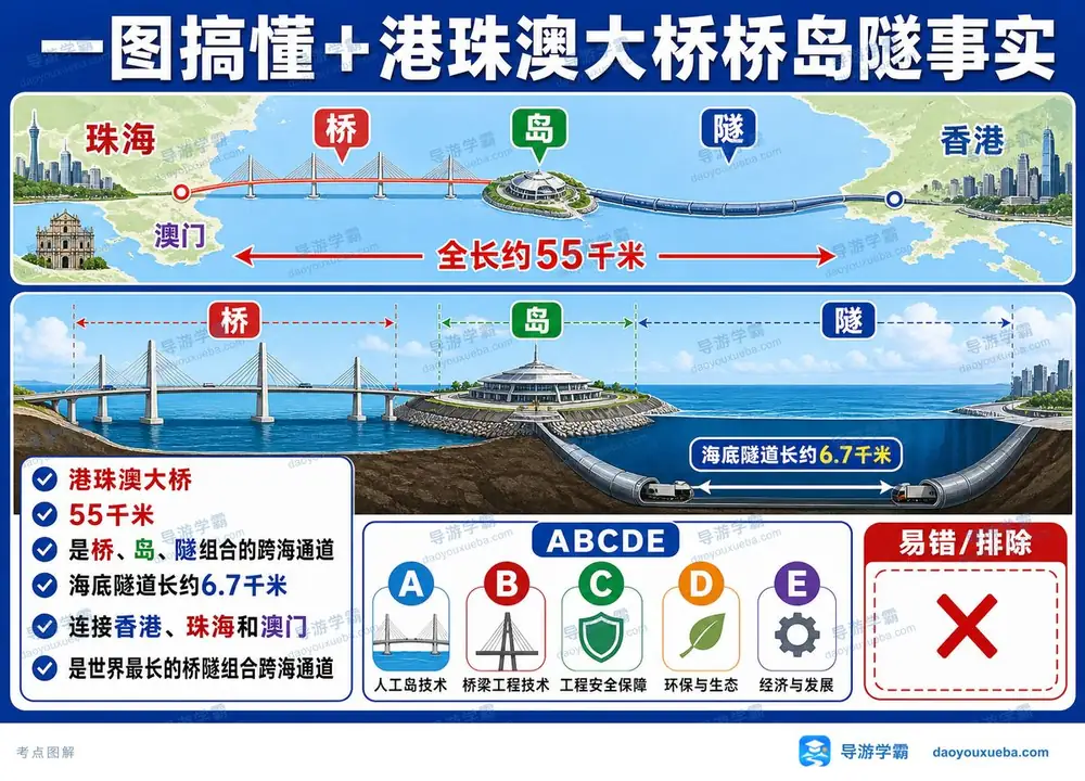 港珠澳桥岛隧数据考点图(导游学霸·科三)