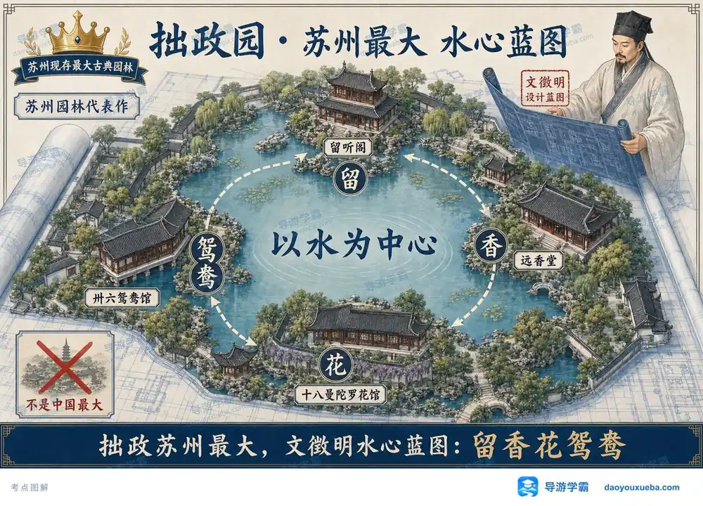 苏州拙政园特色考点图（导游学霸·科三）