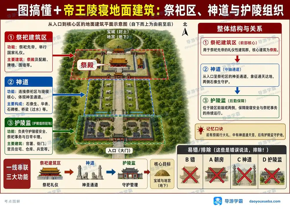 帝王陵寝地面建筑考点图(导游学霸·科三)