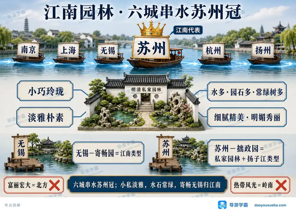 江南园林特征考点图（导游学霸·科三）