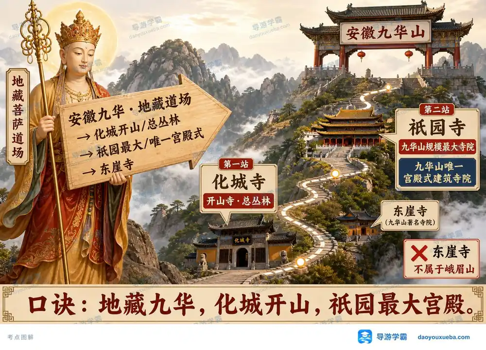 九华山寺院建筑考点图（导游学霸·科三）