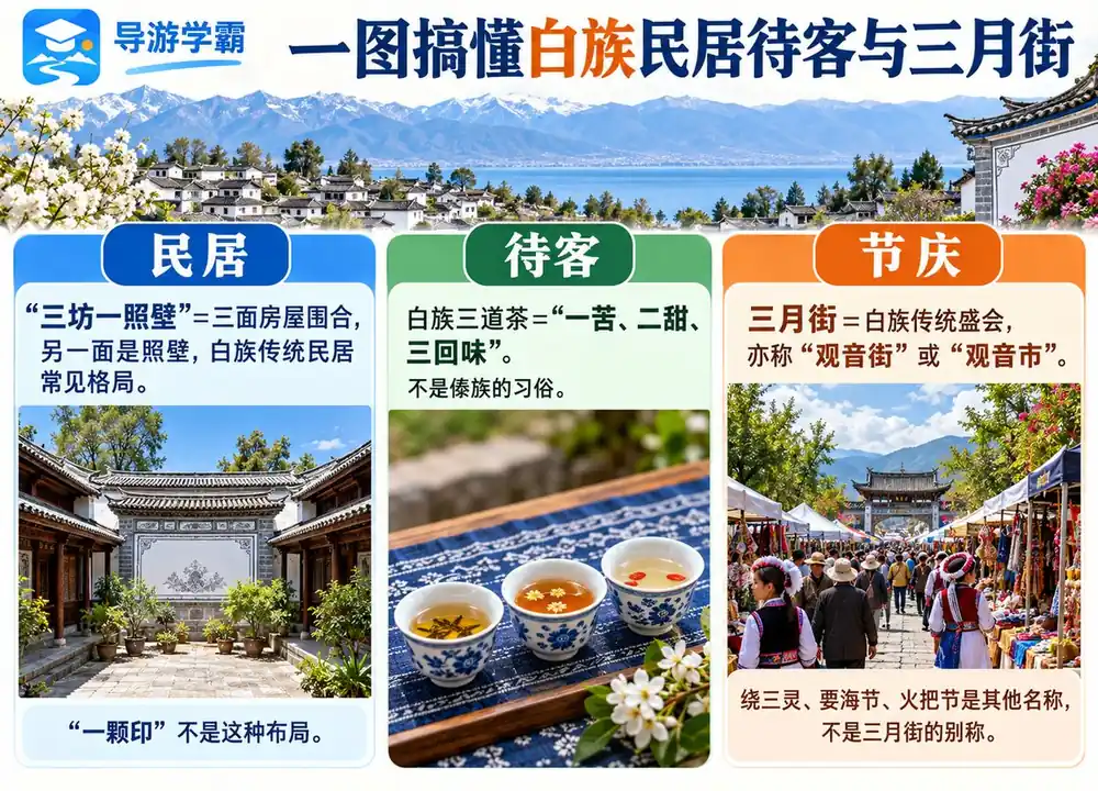 白族民居待客与三月街盛会考点图(导游学霸·科三)