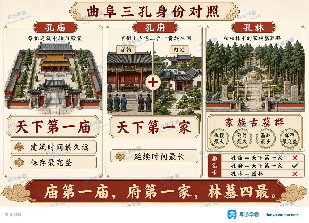 曲阜三孔天下第一庙府林身份考点图（导游学霸·科三）
