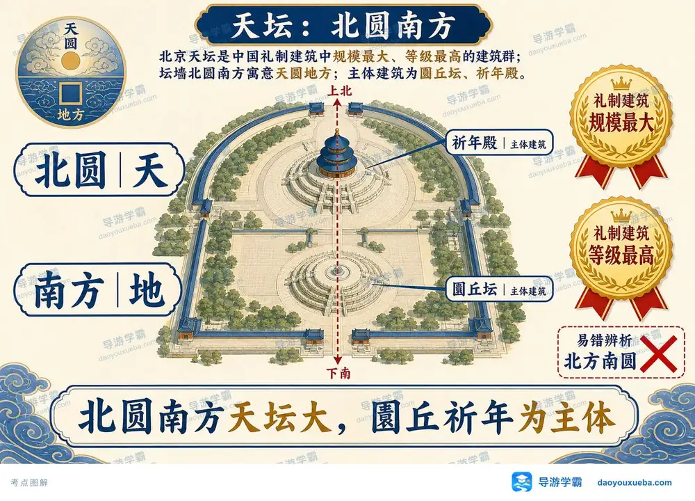 北京天坛格局与主体建筑考点图(导游学霸·科三)