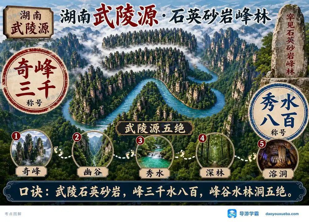 张家界武陵源石英砂岩峰林考点图(导游学霸·科三)