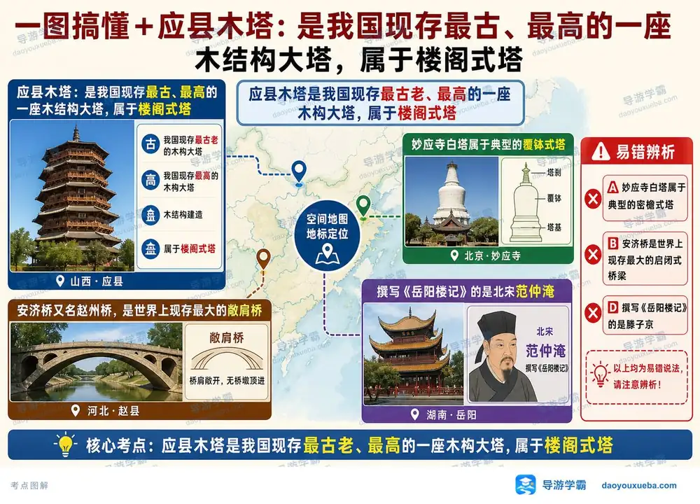 山西应县木塔建筑特征考点图（导游学霸·科三）