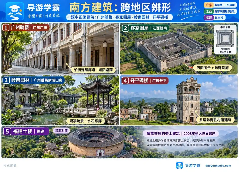 南方传统民居建筑辨形考点图(导游学霸·科三)