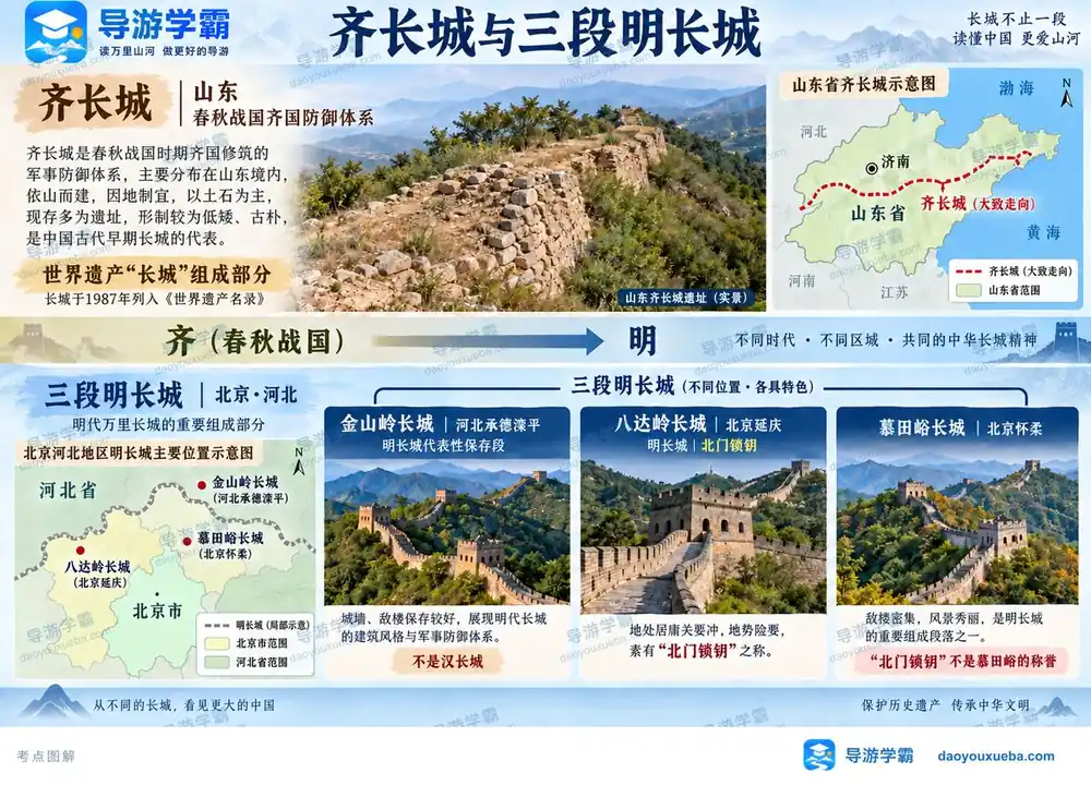 齐长城与明长城三大名段考点图（导游学霸·科三）