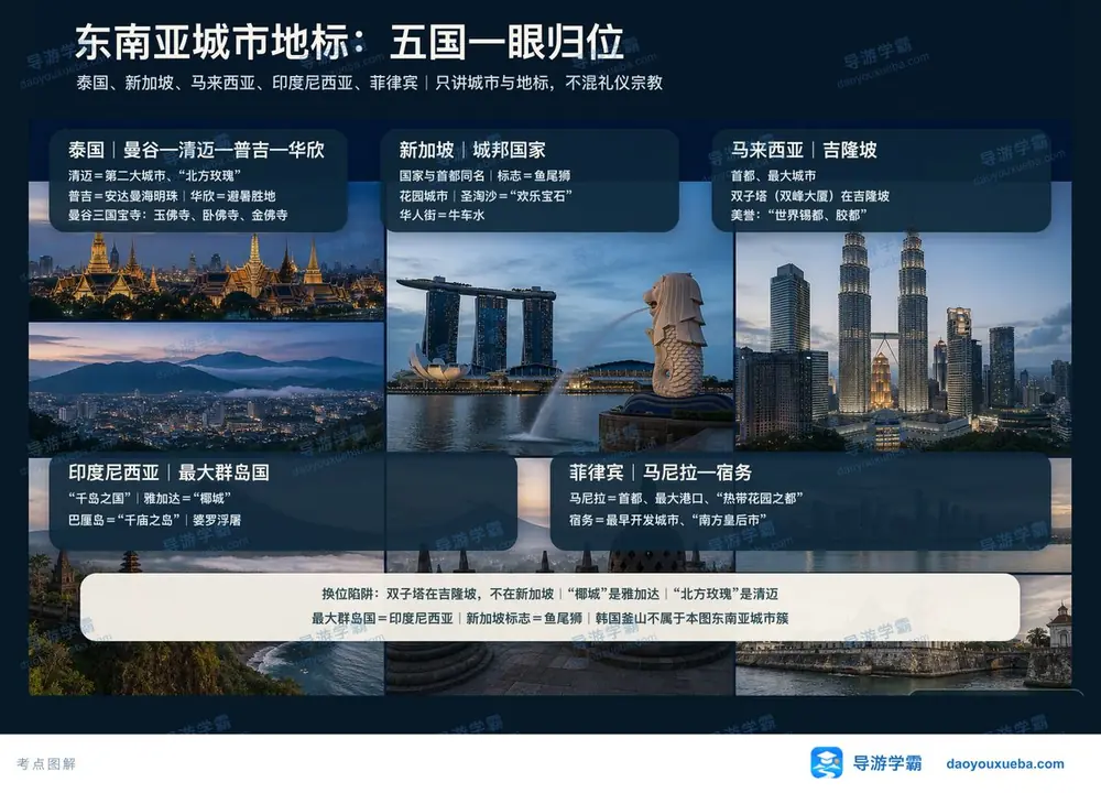 东南亚城市地标考点图(导游学霸·科三)