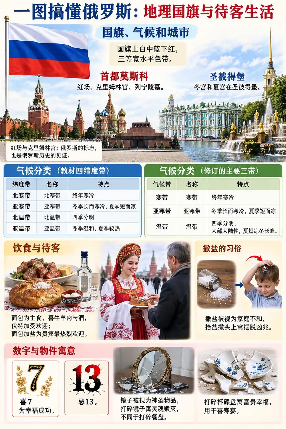 俄罗斯国情待客礼俗考点图(导游学霸·科三)
