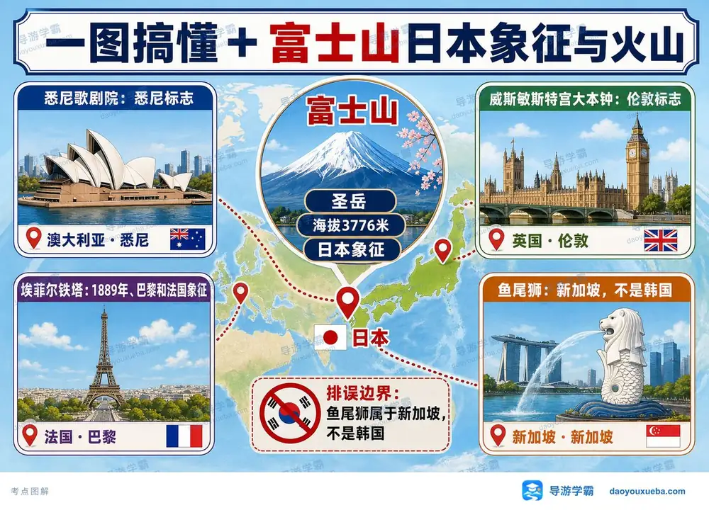 日本富士山地标象征考点图（导游学霸·科三）